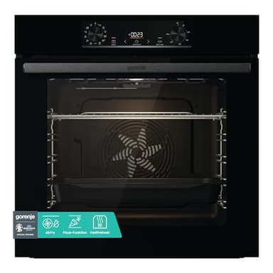 Gorenje OptiBake BOS6737 E02B Einbau-Backofen / 77L / AquaClean/Heißluft/ExtraSteam/AirFry/PerfectGrill/Pizzamode 300°C/Schwarz