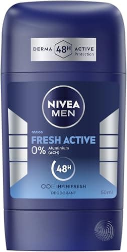 NIVEA MEN Fresh Active Deo Stick, Deodorant mit einzigartiger INFINIFRESH Formel für 48h Schutz, pflegender Deostick ohne Aluminium mit Meeresextrakten (50 ml)