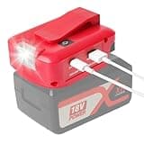 QUPERR USB Akku-Adapter kompatibel mit Einhell 18V Akku – PD/QC3.0 Schnellladefunktion, 12V DC Ausgang, LED Arbeitslicht, Gürtelclip – Replacement for Einhell 18V Akkusystem (Akku Nicht enthalten)