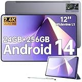 OUKITEL OT5S Tablet 12 Zoll - 2024 Neueste Android 14 Tablet 24GB RAM+256GB ROM(2TB TF) Gaming Tablet, 8250mAh, 2.4K IPS, 16MP+8MP Dual SIM Tablet PC 4G LTE/5G WiFi/GMS/GPS/Widevine L1,Schwarz