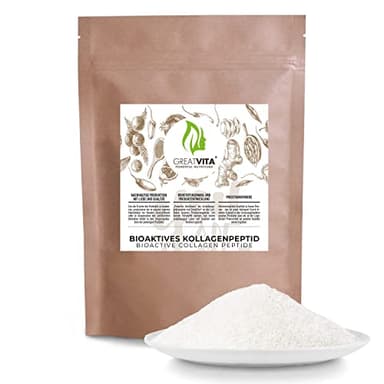 GreatVita Bioaktives Kollagen Pulver 1 kg | Premium Qualität - reines Pulver | Hydrolysat Peptide Typ Collagen Protein - Geschmacktral, ohne Zusätze | GreatVita