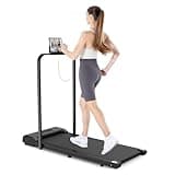 HomeFitnessCode Laufband für Zuhause Klappbar - Walking Pad 10 km/h unter Schreibtisch Laufpad mit Griffstange Gehband Band Treadmill, Schwarz
