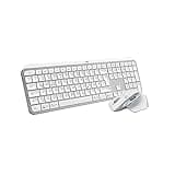 Logitech MX Keys S + MX Master 3S – leistungsstarke kabellose Tastatur mit Hintergrundbeleuchtung und Maus, schnelles Scrollen, Bluetooth, USB-C, Windows/Linux/Chrome/Mac - Hellgrau, QWERTZ-Layout