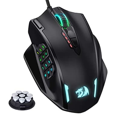 Redragon M908 Impact RGB LED MMO Maus mit Seitentasten, optische kabelgebundene Gaming-Maus mit 12.400DPI, hohe Präzision, 20 programmierbare Maustasten