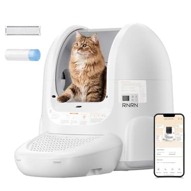 RNRN V1 Max Selbstreinigende Katzentoilette, 70L Offene Katzenklo Selbstreinigend,APP-Steuerung,360° Intelligenter Einklemmschutz,Anti-Odor,Große Automatisches Katzenklo für Mehrere Katzen