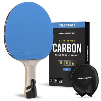 PRO-SPIN Tischtennisschläger - Carbon Profischläger, Überlegener Präzision, Spin - Profi-Obergummi, 2,0mm Schwammstärke, Schutzhülle - Premiumprodukt, herausragende Leistung (1er-Pack, Blau)