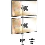 ELIVED Vertical Monitor Halterung 2 Monitore, 80cm Stange für 13-32 Zoll Monitore bis zu 8kg, Dualer Monitorständer Stack Bildschirmhalterung, Höhenverstellbar, Schwenkbar, Neigbar, EV4012