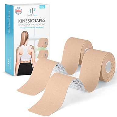 Health Press Kinesiotapes – 2 Rollen Kinesiologie Tape Sport Beige + Beige (5cm x 5m) – Kinesiotape – Profi Physio Tape und Sporttape – Hautfreundliche Tapes DERMATEST: SEHR GUT