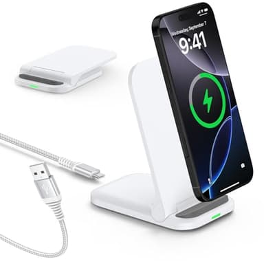15W Schnelles Android Wireless Charger Stand Faltbar für Google Pixel 10/9/8/7,LG,Schnelles Kabelloses Ladegerät Handy Induktive Ladestation für Samsung Galaxy S25 S24 S23 S22 Z Flip 7,iPhone 17 16 15