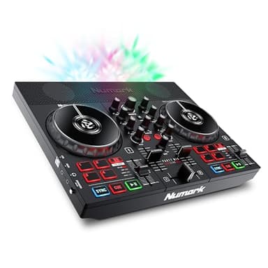 Numark Party Mix Live DJ Controller mit Lautsprechern, Lichtshow, 2 Decks, Mixer, Audio Interface und Serato DJ Lite