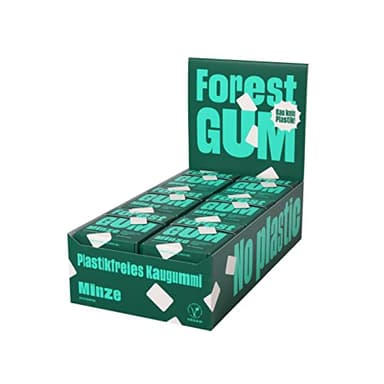FOREST GUM Minze - Pflanzlicher Minz Kaugummi - aus natürlichen Zutaten, ohne Zucker und ohne Plastik, vegan - 18 x 20 Gramm