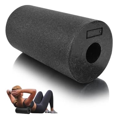 Faszienrolle, 30 x 15 cm Professionelle Faszien Rolle Wirbelsäule, Foam Roller für Rücken, Black Massagerolle, Fitness Rolle, Yoga Massageroller (Mittlere Härte, Schwarz)
