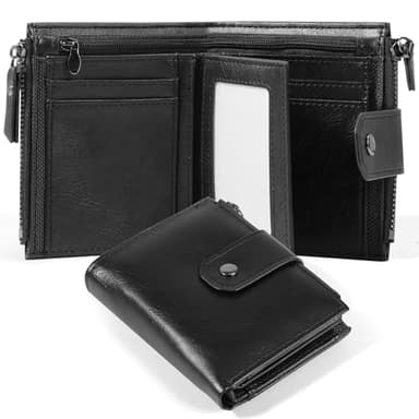 DASKING Herren Portemonnaie, 16-in-1 MäNner Leder Brieftasche RFID Schutz Kreditkartenhalter Bifold Tasche Mit ReißVerschluss MüNze Tasche, Anti-Diebstahl Sicherheit Geldbörsen Geschenke FüR MäNner
