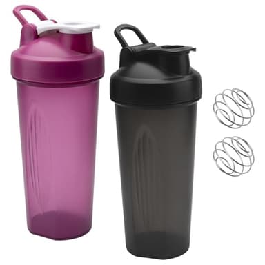 2PCS Protein Shaker 600ML Eiweiß Shake Becher Mit Kugel, ML Anzeige, Auslaufsicher Eiweiss Schüttelbecher Proteinshaker Gym Fitness Flasche Eiweißshaker Shakebecher für Cremige Proteinpulver Whey