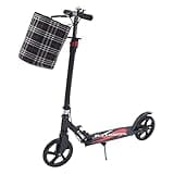 HINOPY Klappbar Scooter, Höhenverstellbar Cityroller Doppelbremse Erwachsene Kinder Scooter mit Aufbewahrungstasche - 150 kg Tragkraft, Schwarz