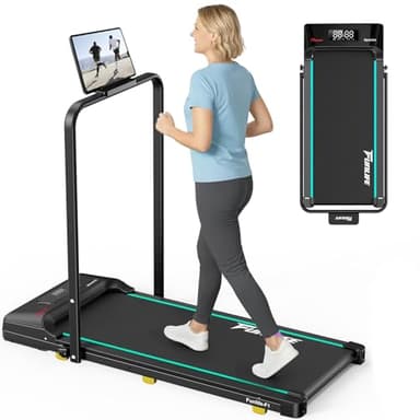 FunLife F1 Laufband für Zuhause klappbar – 3-in-1 Walking Pad mit Haltegriff,Komfort, kompakt & leise für Schreibtisch, Senioren & Reha geeignet, blau