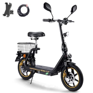 TWOFISH E Scooter mit EEC zugelassenl, Elektroroller Erwachsene mit 48V 13Ah Akku und 500W Motor, 30 km Reichweite, 14 Zoll Reifen, Geschwindigkeiten, Vorder- & Hinterfederung, M5 Elite E (Schwarz)