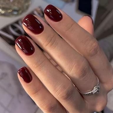 LunarCharm 24 Stück weinrote Press-on-Nägel, extra kurz, Jelly-Gel, glänzende runde wiederverwendbare künstliche Nägel, künstliche Acrylnägel, Maniküre-Sets für Frauen