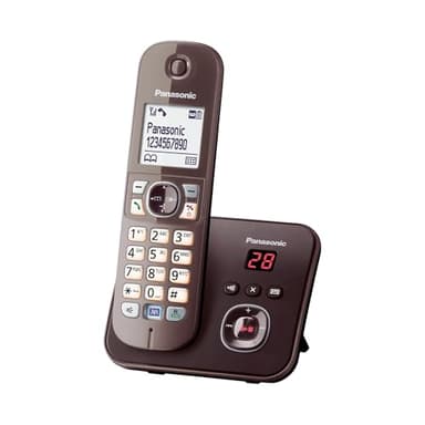 Panasonic KX-TG6821GA DECT Schnurlostelefon mit Anrufbeantworter (strahlungsarm, Eco-Modus, GAP Telefon, Festnetz, Anrufsperre) mocca-braun