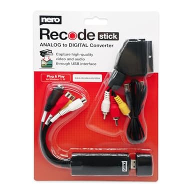 Nero VHS zu USB Video Grabber Recode Stick | VHS selbst digitalisieren | ANALOG to DIGITAL Capture Card | Videokassetten digitalisieren | S-VHS | Hi8 | Super 8 | DVD zu PC | Windows 11/10 | MacOS