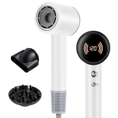 Haartrockner, Föhn mit magnetischem Diffusor, 110.000 U/min Hochgeschwindigkeits-Bürstenlosmotor-Haartrockner für schnelles Trocknen | Digitale Temperaturanzeige & Ionen-Technologie