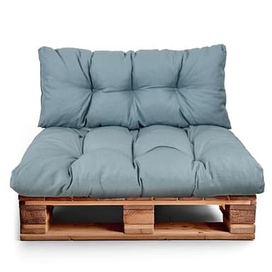 Best Wool Palettenkissen Set – Sitzkissen für Europaletten – Palettenpolster, Gefüllt mit Granuliertem Poulirette-Schaum – Inkl. Sitzkissen 120x80 +Rückenlehne 120x40