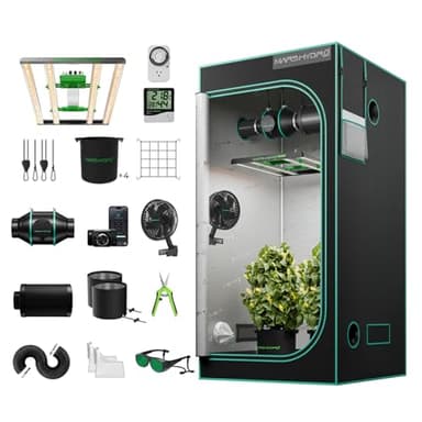 MARS HYDRO Growzelt Komplettset mit FC3000 Samsung LM301H App-Regelung Dimmbarer LED Grow Lampe,100X100X180cm 1680D Hoch Reflektierend Mylar Grow Box Komplettset,4" Intelligente Belüftungssatz