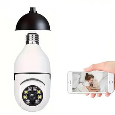 Kraslaw WLAN Überwachungskamera E27 2,4 GHz Full HD PTZ 355°/90° Auto Tracking Nachtsicht 2-Wege Audio kompatibel mit TUYA, Smart Life