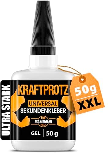 Sekundenkleber extra stark Gel 50 g – XXL Superkleber für Holz, Metall, Kunststoff, Glas – tropffrei, hitze- & wasserfest – für Reparaturen in Haushalt, Werkstatt, Auto, DIY & Modellbau – KRAFTPROTZ