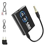 1Mii Bluetooth 5.3 Adapter Transmitter für TV Audio auf 2 Kopfhörer, 2-in-1 Bluetooth Sender Empfänger Klinke 3.5 für Stereoanlage/Flugzeug aptX Adaptive