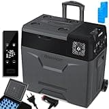 KESSER® Kompressor Kühlbox elektrisch Gefrierbox, 50 Liter Mit APP-Steuerung USB-Anschluss 12/24 V 230V, +Teleskopstange, 2x Kühlakkus Räder Kühlschrank Kühlung bis -20 °C für Auto, Lkw, Boot