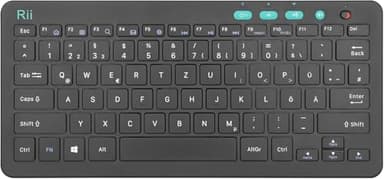 Rii Tastatur Kabellos, 2.4G FunkTastatur für Laptop, PC und Smart TV, Deutsches QWERTZ Layout, Schwart