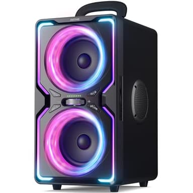 AKONE Party Bluetooth Lautsprecher, 240W Musikbox Bluetooth Groß, Loud Sound Partybox, Natur Super Bass,15H,TWS, Bunte LED-Lichtshow, Soundbox für Party, Camping, Beach, Backyard, Home