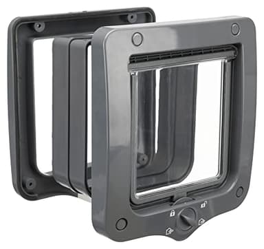 TRIXIE wasserdichte und geräuscharme Katzenklappe "4-Wege Freilauftür mit Tunnel, 20 × 22 cm, grau"- 44232