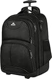 MATEIN Trolley Handgepäck Rucksack, Business Trolley Koffer Groß Laptop Rucksack 18 Zoll Trolley Reisetasche mit Rollen Pilotenkoffer Reiserucksack für Flugzeug Arbeit Reisen, Schwarz