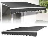 LZQ Klemm Markisen Balkon Sonnen Gelenkarmmarkise Handkurbel,Sonnenschutz Wasserdicht Staubdicht Höhenverstellbar Dunkelgrau(Dunkelgrau,3 * 2.5M)