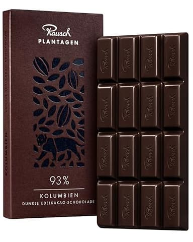 Rausch Kolumbien 93% Schokolade Tafel 125g – hochwertige Tafelschokolade mit feinem Aroma – Edelkakao Schokoladentafel aus nachhaltigem Anbau
