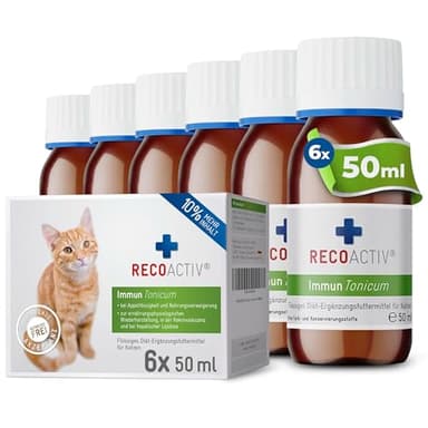 RECOACTIV Immun Tonicum für Katzen, 6 x 50 ml, Appetit anregendes Diät-Ergänzungsfuttermittel bei Untergewicht, Mangelerscheinungen, gestörter Nahrungsaufnahme und in der Rekonvaleszenz
