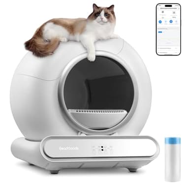 Katzenklo Selbstreinigend Katzentoilette Elektrische 65L, Groß Automatisches Katzenklo, Niedriger Einstieg mit APP-Steuerung Elektrisches Katzenklo, Abnehmbarer Sandkontrollkasten, für Mehrere Katzen