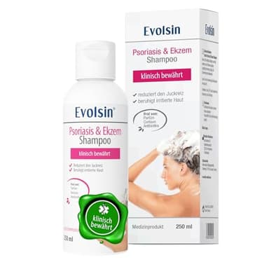 Evolsin® Ekzem & Psoriasis Shampoo bei Schuppenflechte, Ekzemen &Neurodermitis auf kopfhaut & Körper I OHNE KORTISON I Medizinprodukt I Bei Neurodermitis & Schuppenflechte Kopfhaut