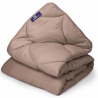 Slaapspeciaal Bettdecke ohne Bezug 140x200cm - Ganzjahresdecke [Wärmeklasse 2] Atmungsaktiv & Regulierend - Gelfasern für Daunengefühl - Waschbare allergiker Bettwäsche - Braun