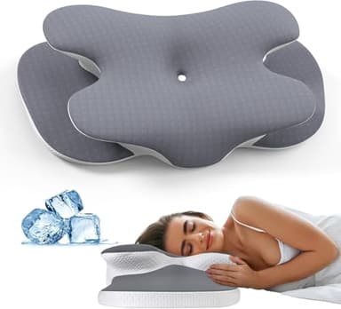 A-Pce Memory Foam-Kissen für Alle Schläfer, Ergonomisches Orthopädisches Kopfkissen zur Linderung von Nacken- und Schulterschmerzen, Nackenkissen mit Abnehmbarem Bezug, Grau