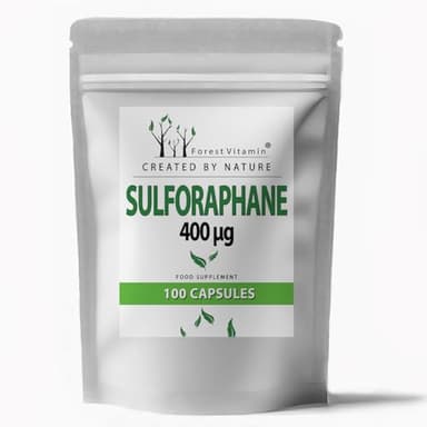 Sulforaphan 400 µg – 100 Brokkoli Kapseln – Brokkolisprossen Extrakt hochdosiert – natürliche Antioxidantien – Zellschutz – vegan – ohne Zusatzstoffe – Forest Vitamin