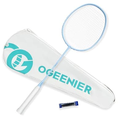 OGEENIER Badmintonschläger Graphit Leicht, Badminton Schläger Profi Carbon, Federballschläger Griffbänder rutschfest und Badmintonschläger mit Tasche