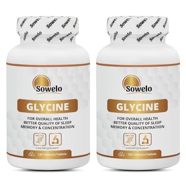 Sowelo - Glycin, 120 Tabletten der Aminosäure, Hohe Konzentration pro Tablette 750 mg, für 120 Tage Nahrungsergänzung, Trägt zum Aufbau von Kollagen Bei (2-Pack)