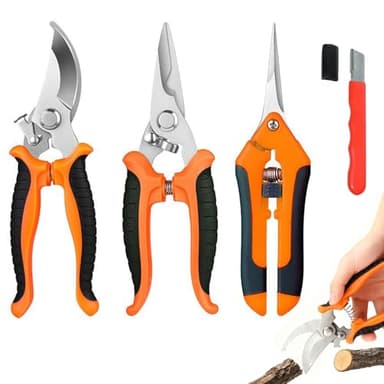 3 Stück Gartenschere, Gardena Gartenschere aus Edelstahl, Rosenscherem, Professionelle Bypass-Schere, für Zweige, Hecken und Blumen