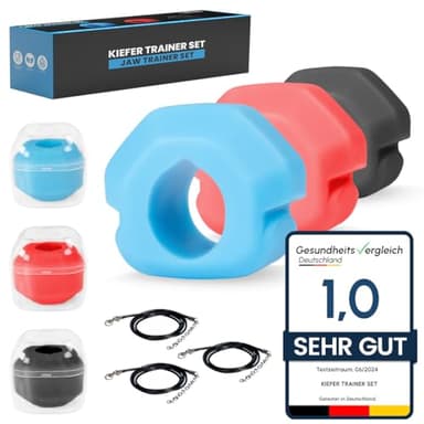 Kiefer Trainer Set 2.0 | Das Original - Kiefertraining mit dem Jawline Trainer & Jawline Toner; Doppelkinn Entferner; Gesichtstrainer; Neck Trainer & Anti-Falten