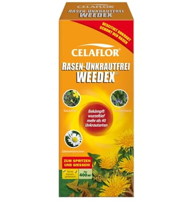 Celaflor Rasen-Unkrautfrei Weedex, 400ml Konzentrat - Unkrautvernichter gegen schwer bekämpfbare Unkräuter im Rasen
