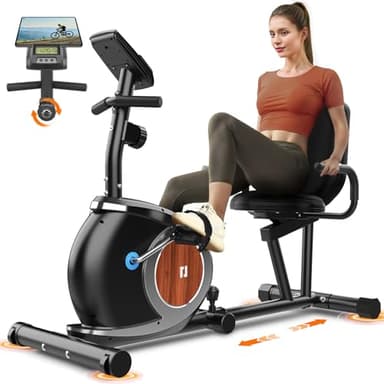 Ergonomischer Liegeergometer für Zuhause Mit 16 Stufen Magnetwiderstand, LCD-Digital-Monitor, Verstellbarer Komfortsitz Heimtrainer für Erwachsene Senioren Radfahren Fitness bis zu 120KG