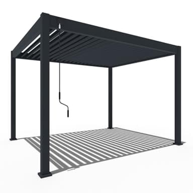 WEIDE - Classic Terrassenüberdachung freistehend mit einstellbarem Stahl-Lamellendach I Pfosten aus Voll-Aluminium I Robustes Terassenüberdach I wasserdicht (Anthrazit, 3 x 3,6 M)